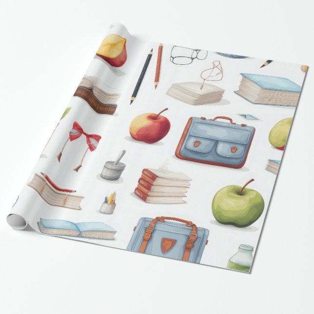 Papier Cadeau Motif enseignant Coloré (Déroulé)