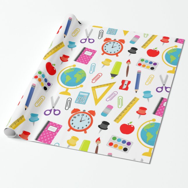 Papier Cadeau Motif enseignant Coloré (Déroulé)