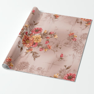 Papier Cadeau motif et fleur sans soudure avec fond de terre, fl