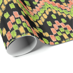 Papier Cadeau Motif ethnique couleur Ikat sur noir