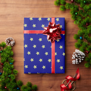 Papier Cadeau Motif étoile bleu et or
