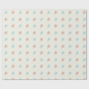 Papier Cadeau Motif Étoile Évanescente Rouge Bleu