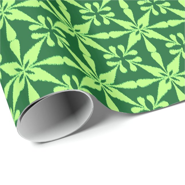 Papier Cadeau Motif étoile Ikat - Vert foncé (Coin rond)