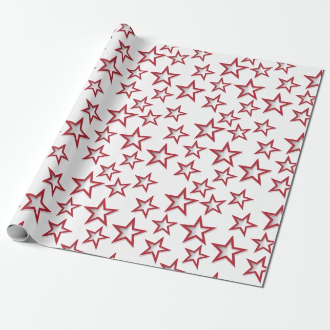 Papier Cadeau Motif Étoiles Rouges de Noël (Déroulé)