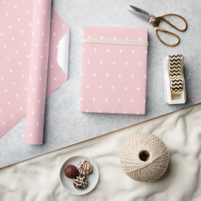 Papier Cadeau Motif Étoiles Spatiales en Rose (Artisanat)