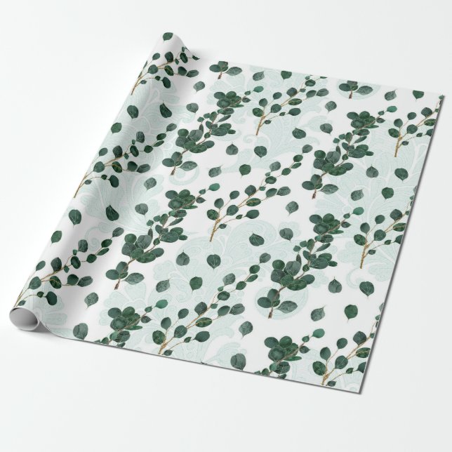 Papier Cadeau Motif Eucalyptus (Déroulé)
