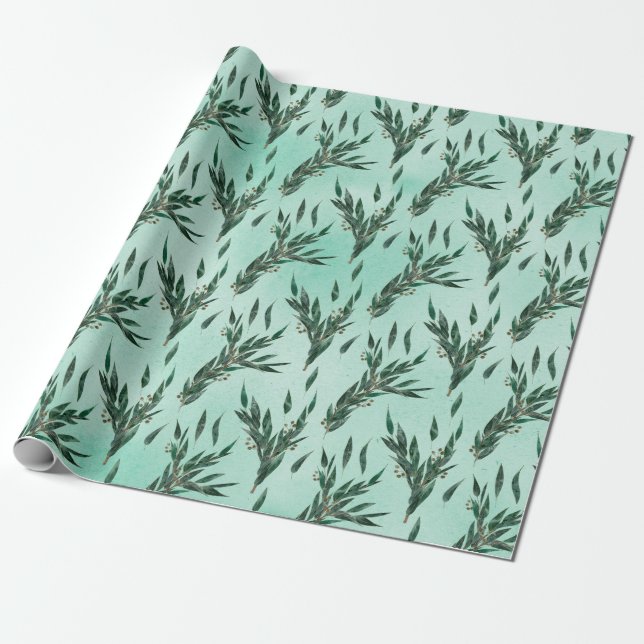Papier Cadeau Motif Eucalyptus (Déroulé)