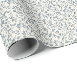 Papier Cadeau Motif eucalyptus bleu ardoise minimaliste des anné