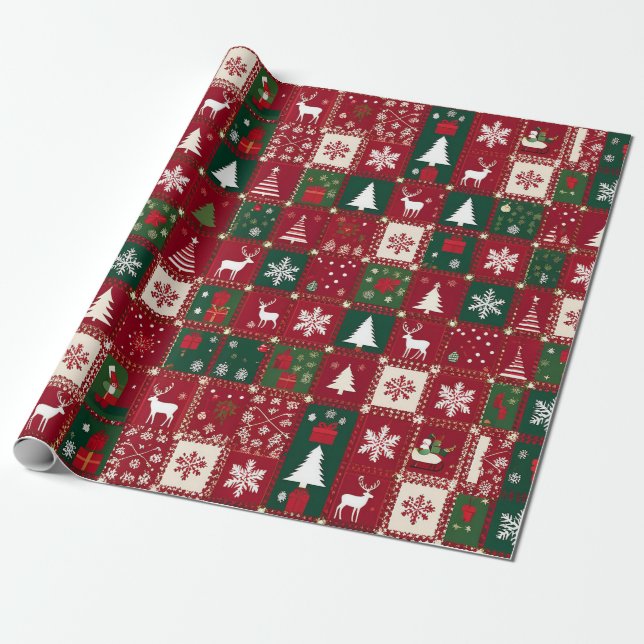 Papier Cadeau Motif festif de Noël (Déroulé)