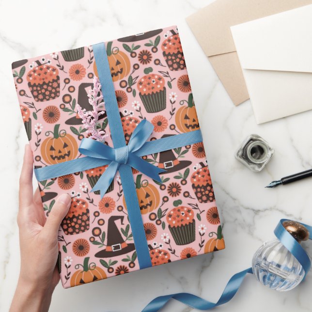 Papier Cadeau Motif festif d'Halloween | Sorcières, Citrouille,  (Cadeaux)