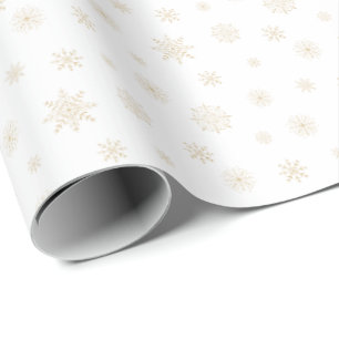 Papier Cadeau Motif Festif Golden Snowflake