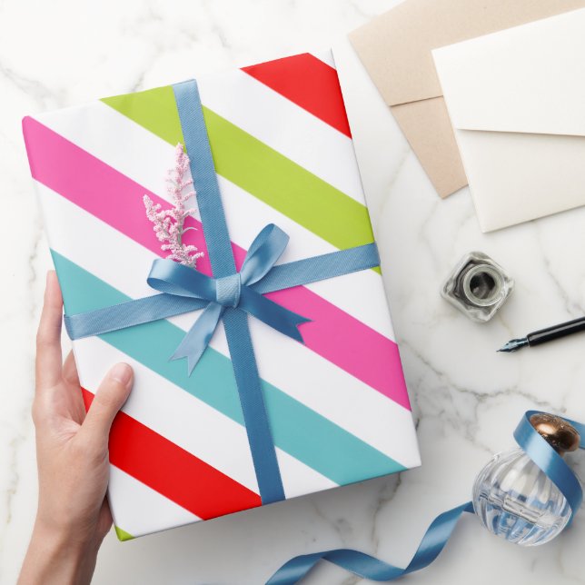 Papier Cadeau Motif Festif - Retro Holiday Stripes (Cadeaux)