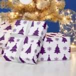 Papier Cadeau Motif Festive Purple & White Christmas Trees<br><div class="desc">Festive Purple & White Christmas Trees design Motif,  graphismes par KlouiseDigiArt sur Etsy</div>