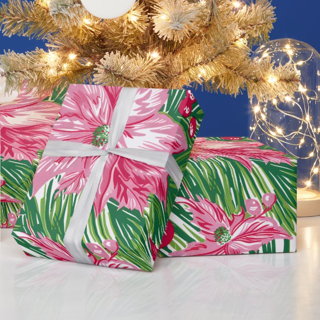 Papier Cadeau Motif feuillage de Noël funky  (Vacances)