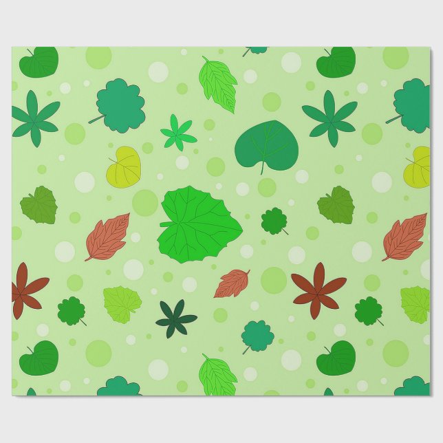 Papier Cadeau Motif feuille avec différentes formes et couleurs (Plat)