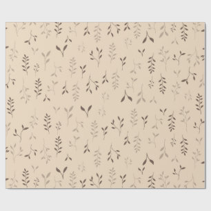 Papier Cadeau Motif feuille boho marron beige chaud