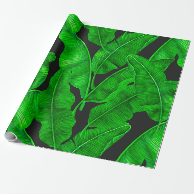 Papier Cadeau Motif feuille de banane (Déroulé)