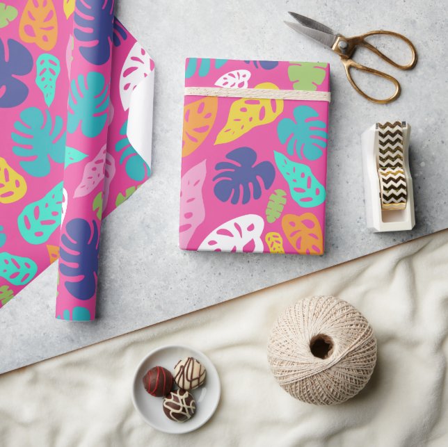 Papier Cadeau Motif Feuille d'été de couleur vive (Artisanat)