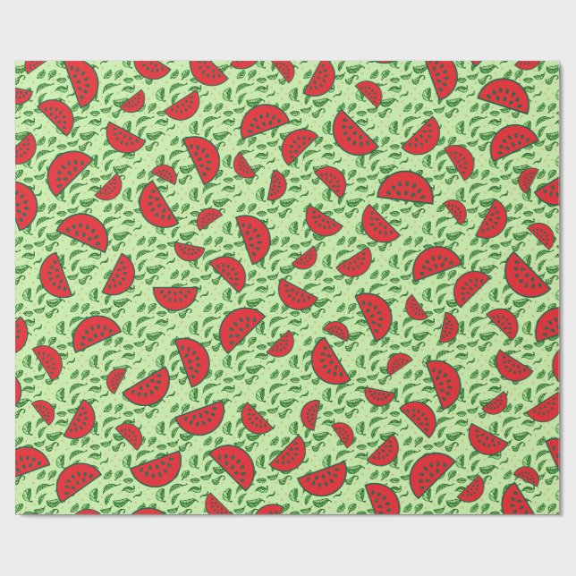 Papier Cadeau Motif feuille et pastèques (Plat)