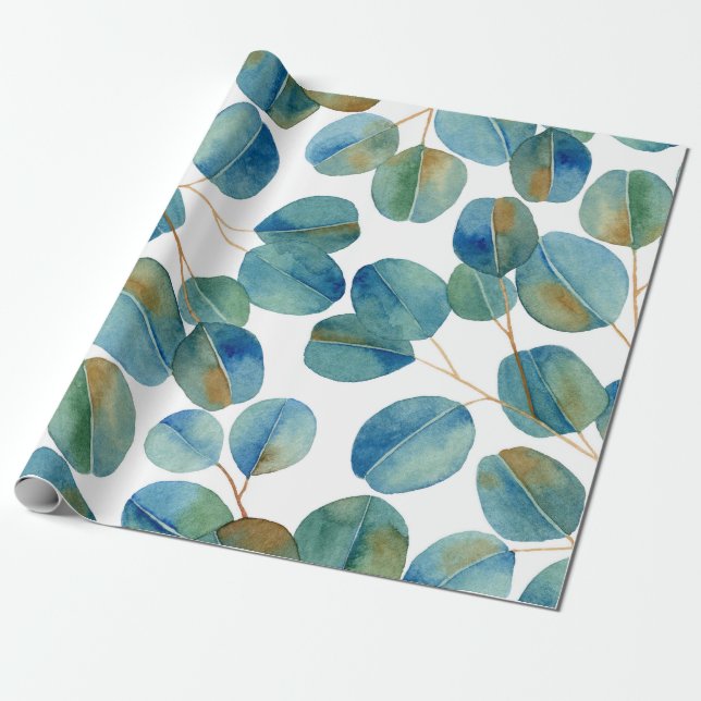 Papier Cadeau Motif Feuille Eucalyptus Russe (Déroulé)