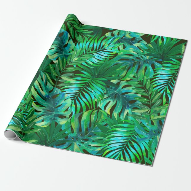 Papier Cadeau Motif feuille tropical (Déroulé)