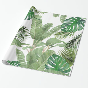 Papier Cadeau Motif Feuille tropical aquarelle