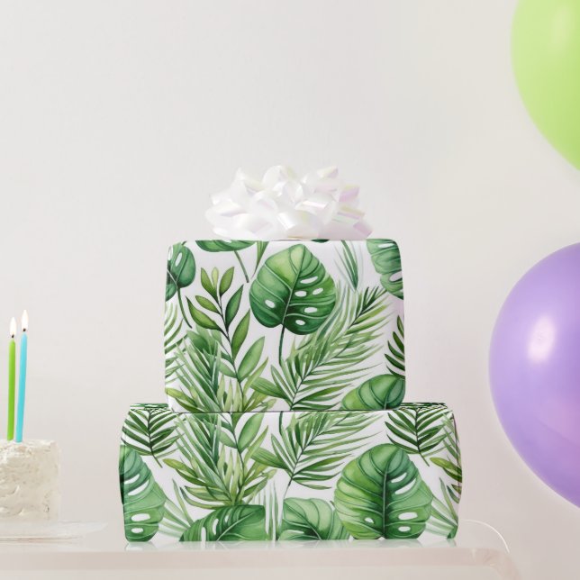 Papier Cadeau Motif Feuille tropical aquarelle (Cadeaux de fête)