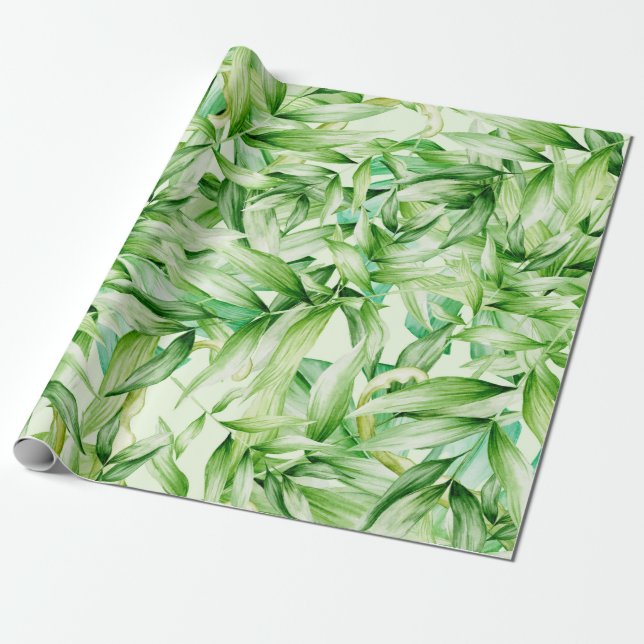 Papier Cadeau Motif Feuille Tropical Palm (Déroulé)