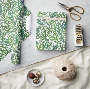 Papier Cadeau Motif Feuille vert tropical