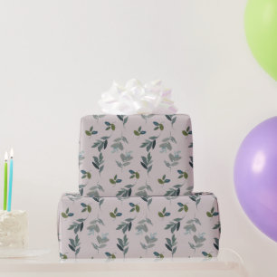 Papier Cadeau Motif feuille verte aquarelle