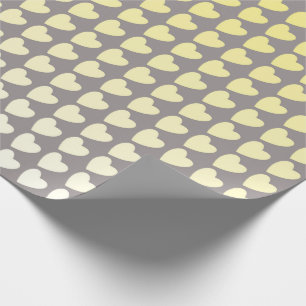 Papier Cadeau Motif Fillette Simple Cœur Gris Jaune