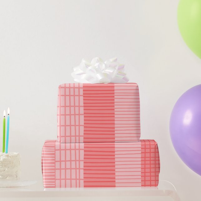 Papier Cadeau Motif finlandais à rayures en rose pâle (Cadeaux de fête)