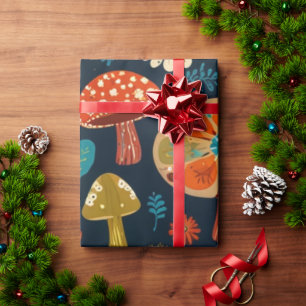 Papier Cadeau Motif Fleur Champignon Groovy Rétro