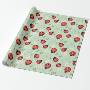 Papier Cadeau Motif Fleur de coccinelle
