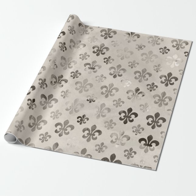 Papier Cadeau Motif Fleur De Lis Découpage déprimé (Déroulé)