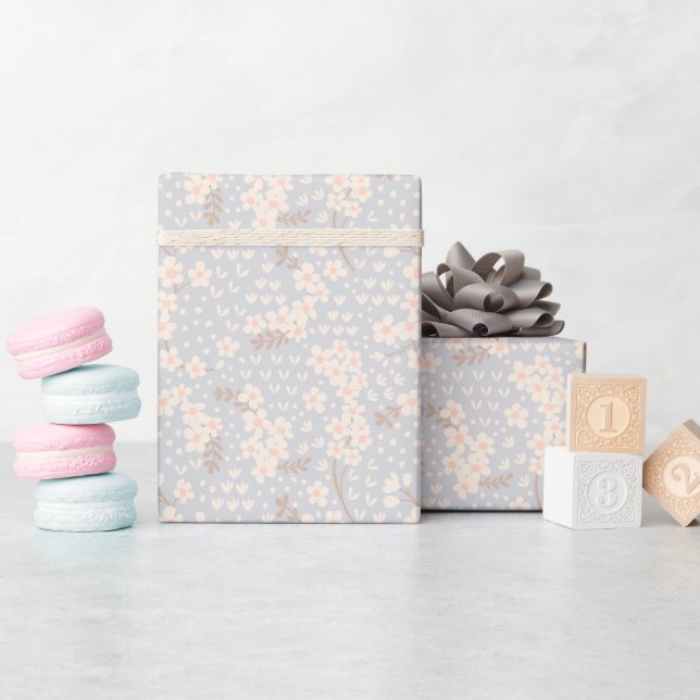 Papier Cadeau Motif fleur de myosotis (Baby Shower)