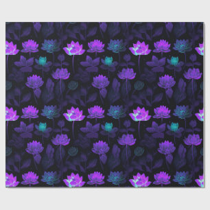 Papier Cadeau Motif Fleur Neon Lotus Vibrant