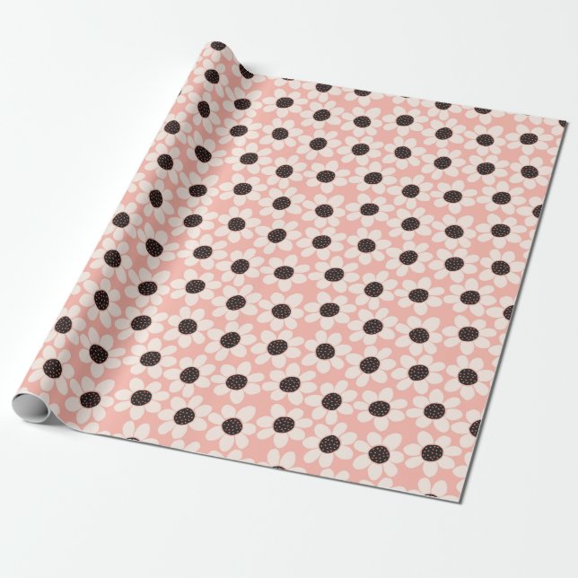 Papier Cadeau Motif Fleur Rose Cute (Déroulé)