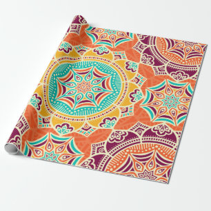 Papier Cadeau Motif fleuri éthnique sans couture