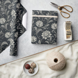 Papier Cadeau Motif Fleurs Gothiques