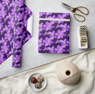 Papier Cadeau Motif Fleurs Violettes