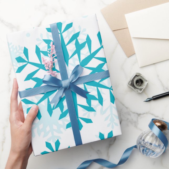 Papier Cadeau Motif Flocon de Neige Bleu (Cadeaux)