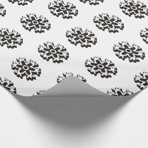Papier Cadeau Motif flocon de neige noir et blanc