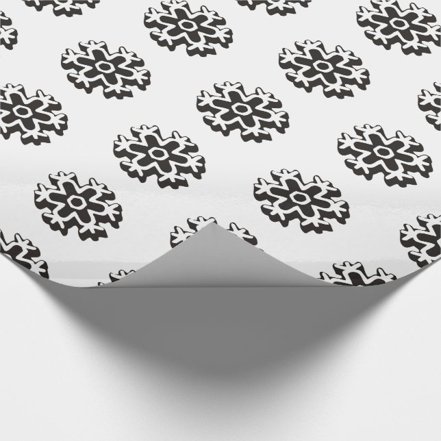 Papier Cadeau Motif flocon de neige noir et blanc (Coin)