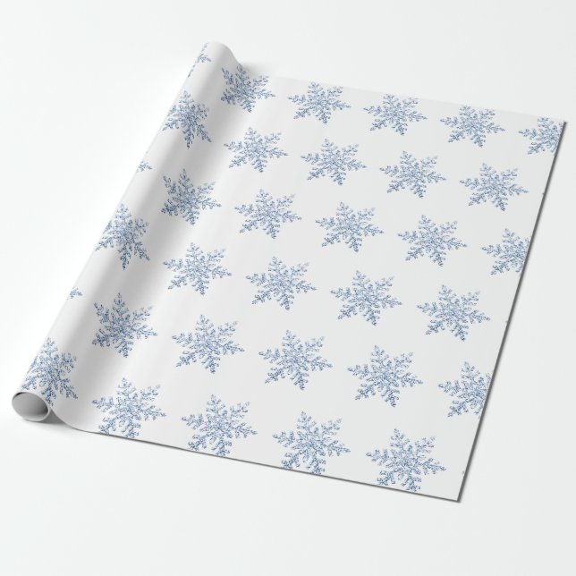 Papier Cadeau Motif flocon de neige pailleté (Déroulé)