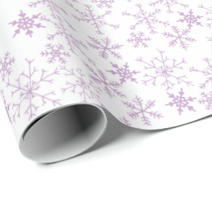 Papier Cadeau Motif flocon de neige violet sur Noël hivernal bla