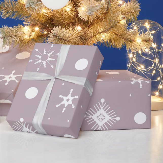 Papier Cadeau Motif Flocons de Neige Blancs (Vacances)