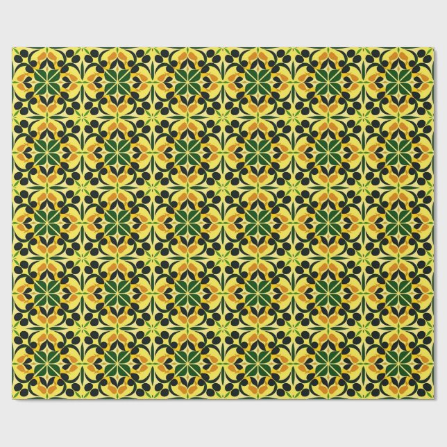 Papier Cadeau Motif Floral Abstrait Coloré (Plat)