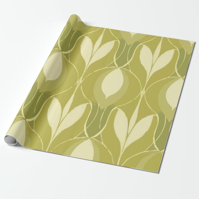 Papier Cadeau Motif floral abstrait vert frais et lime (Déroulé)