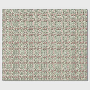 Papier Cadeau Motif floral anglais vintage oiseau et rose de jar
